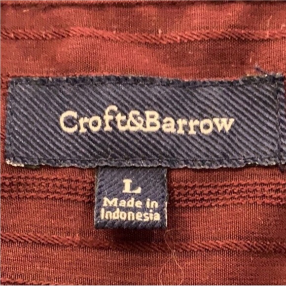 Croft & Barrow Men's Burgundy Textured Pinstripe Shirt - Picture 3 of 5